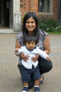 Smiling new mum Natasha Sahota